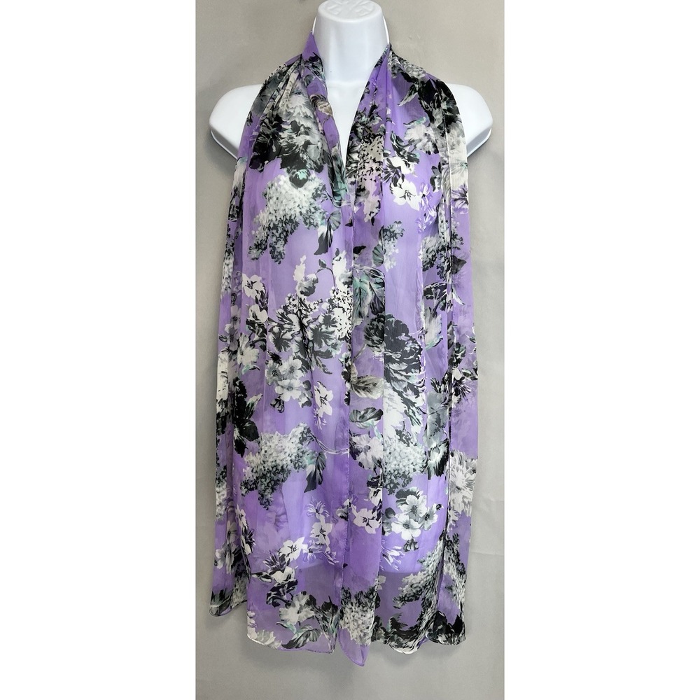 Women's Scarf Wrap Purple Multicolor Floral‎ 72"x 21" Polyester